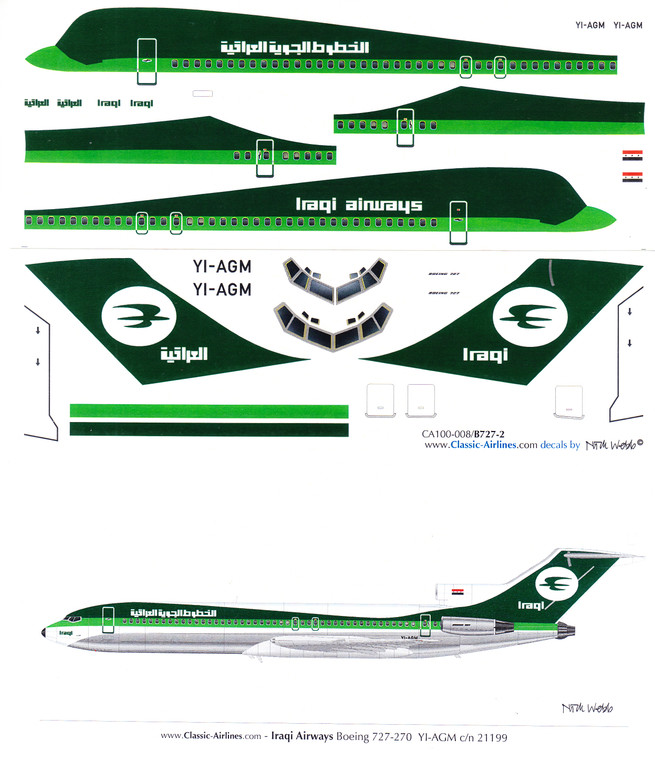 1/100 Scale Decal Iraqi Air 727-200