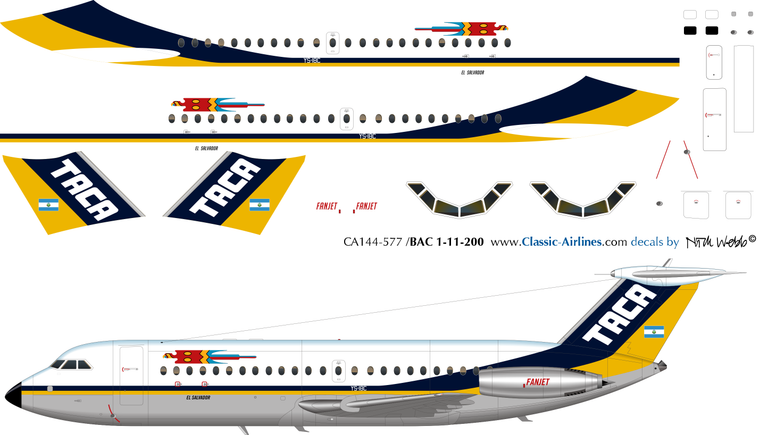 1/144 Scale Decal TACA BAC111-200 Exp