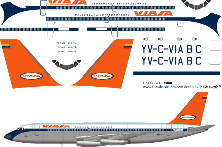 1/144 Scale Decal Viasa CV-880
