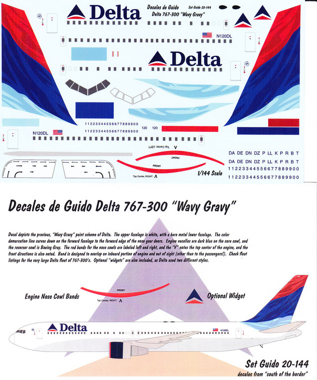 1/144 Scale Decal Delta 767-300