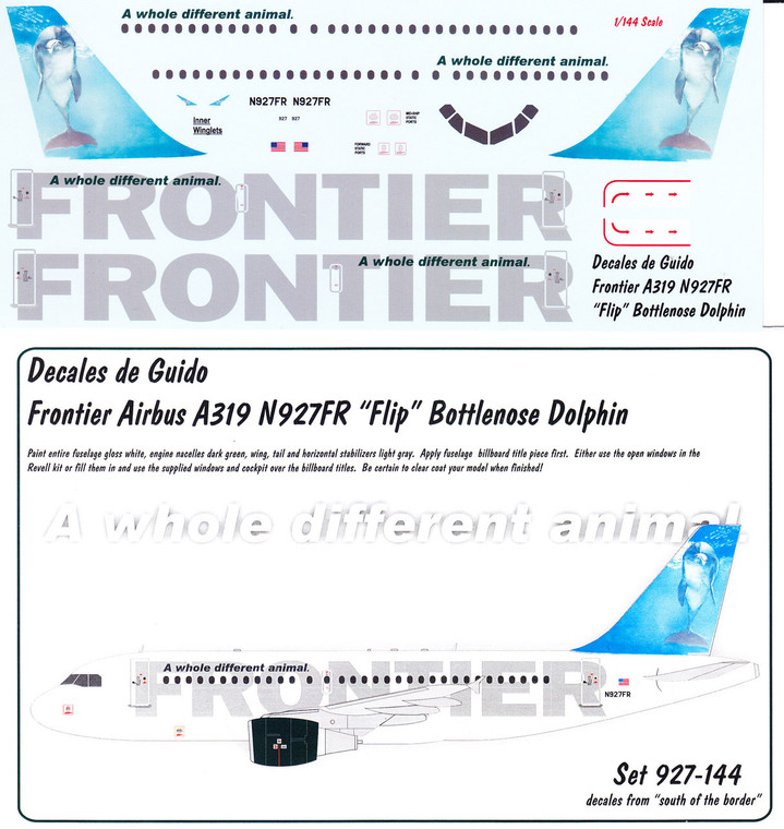 1/144 Scale Decal Frontier A-319 Bottlenose Dolphin