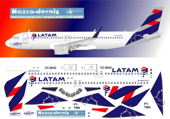 1/144 Scale Decal Latam A-320 NEO