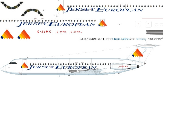 1/144 Scale Decal Jersey European BAC-111