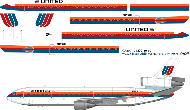 1/200 Scale Decal United DC10-10
