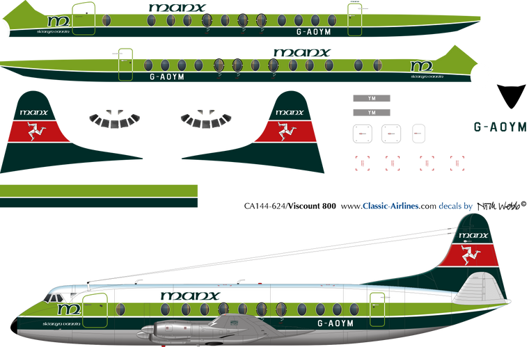 1/144 Scale Decal Manx Viscount 800