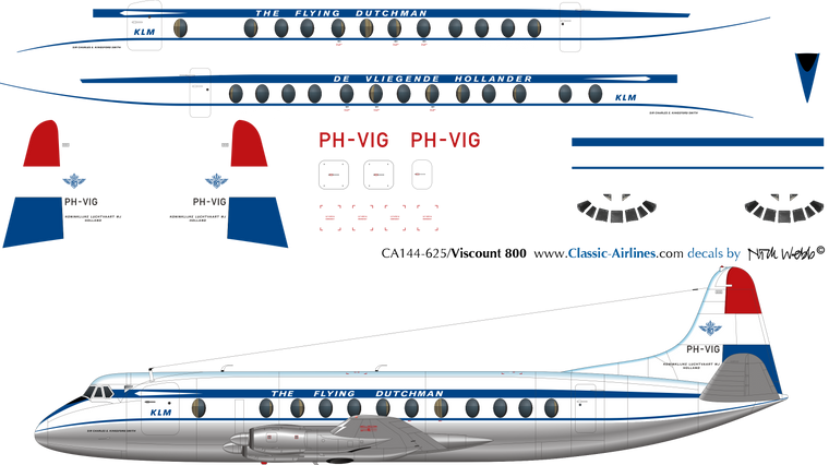 1/144 Scale Decal KLM Viscount 800