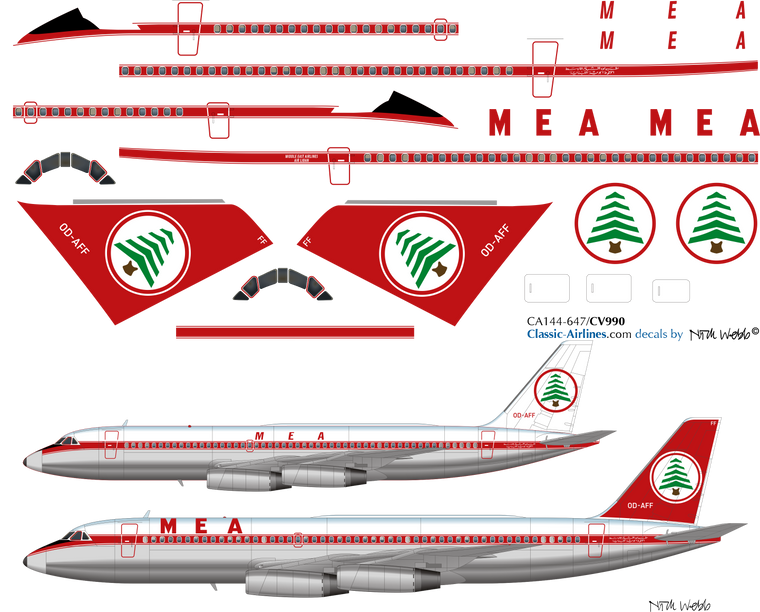 1/144 Scale Decal MEA CV-990