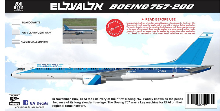 1/144 Scale Decal El Al 757-200