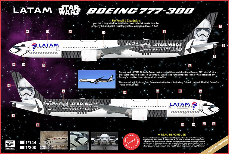 1/144 Scale Decal LATAM 777-300ER Storm Trooper