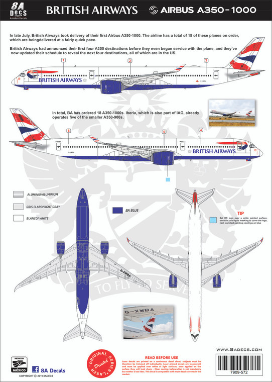 1/144 Scale Decal British Airways A350-1000