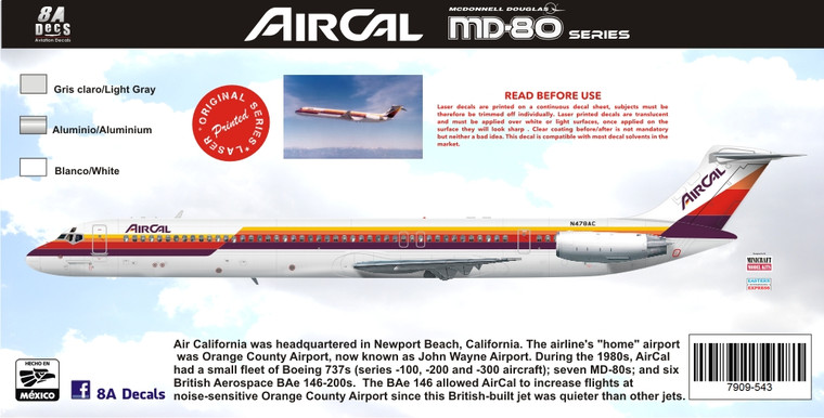 1/144 Scale Decal AirCal MD-80 Series