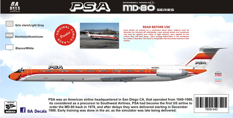 1/144 Scale Decal PSA MD-80 Series