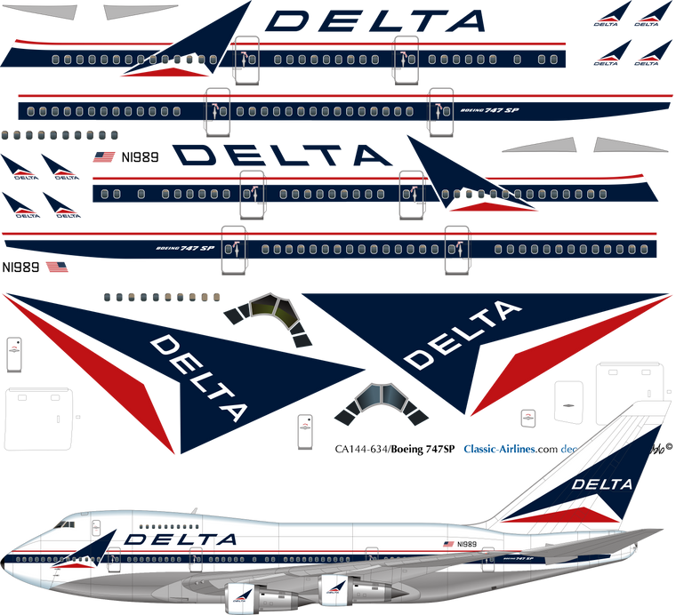 1/144 Scale Decal Delta Airlines 747-SP