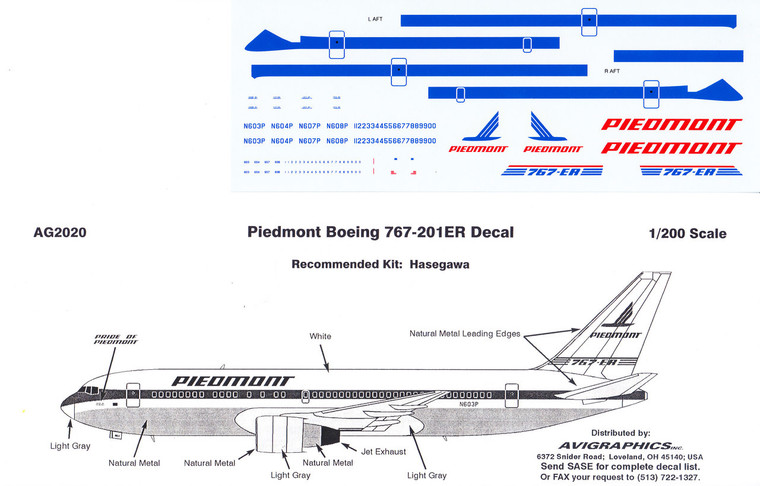 1/200 Scale Decal Piedmont 767