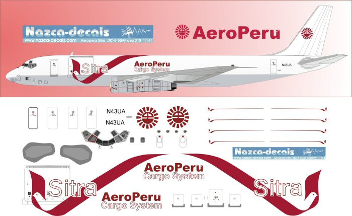 1/144 Scale Decal Aero Peru Sitra Cargo DC8-50