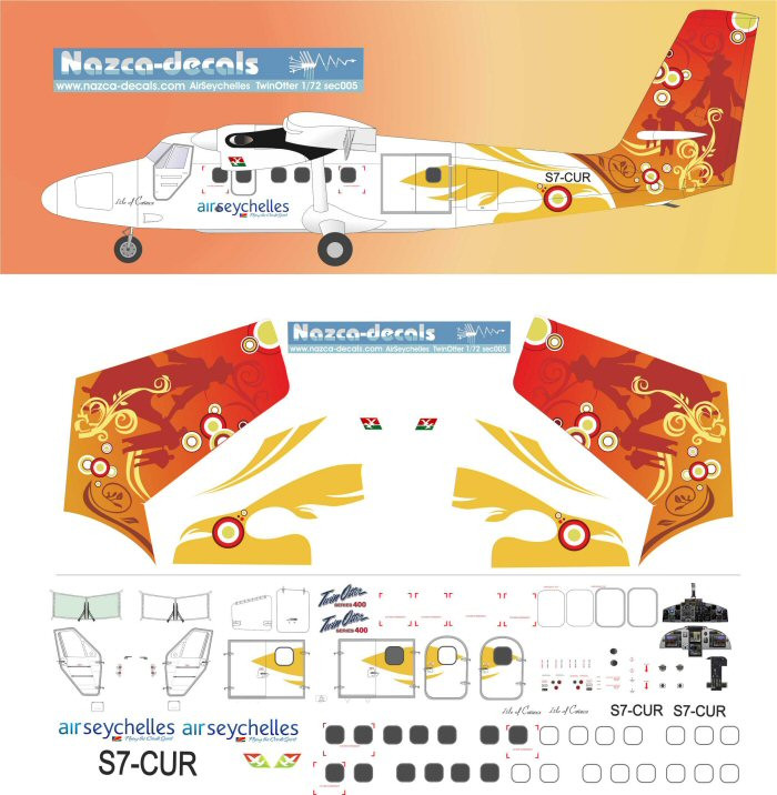 1/144 Scale Decal Air Seychelles Twin Otter Gold