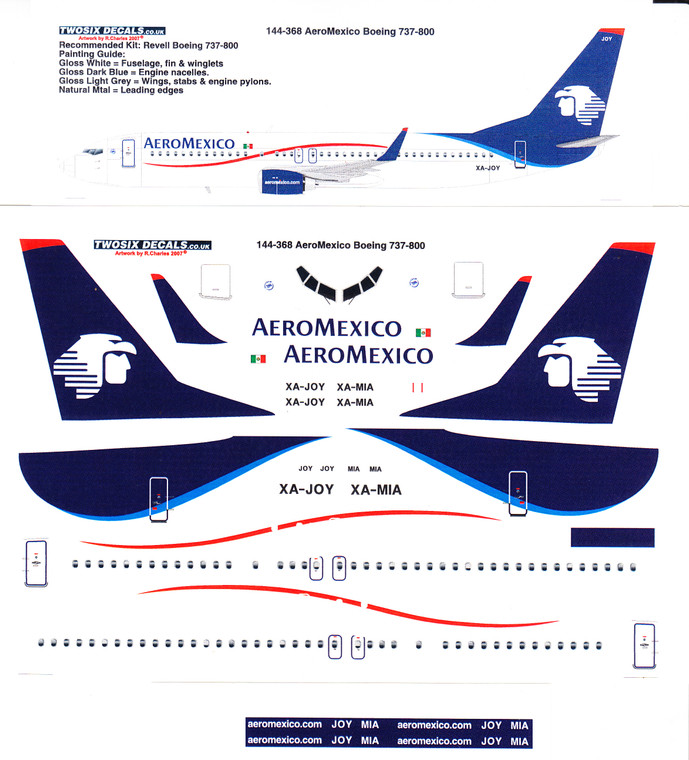 1/144 Scale Decal AeroMexico 737-800