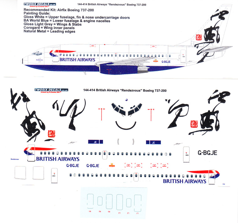 1/144 Scale Decal British Airways 737-200 Rendezvous