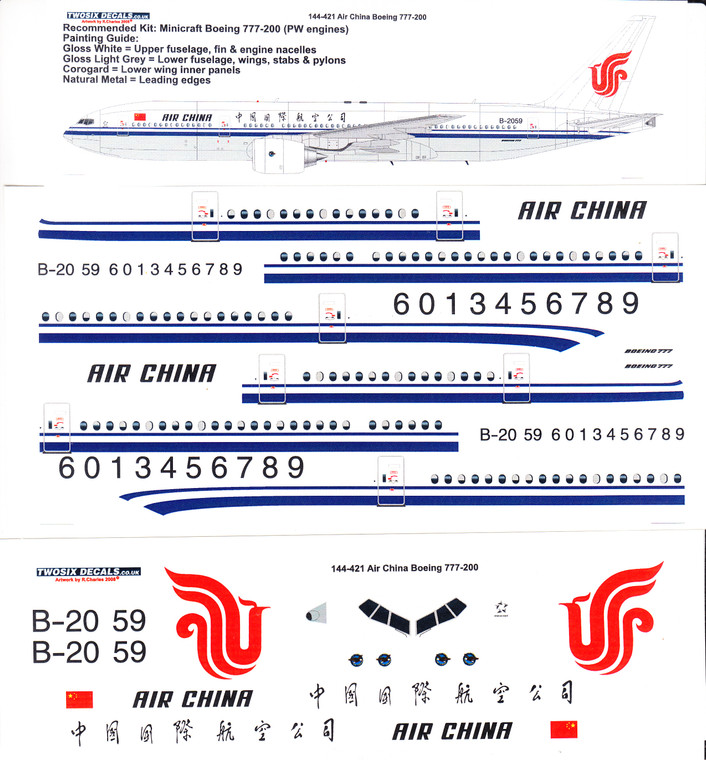 1/144 Scale Decal Air China 777-200