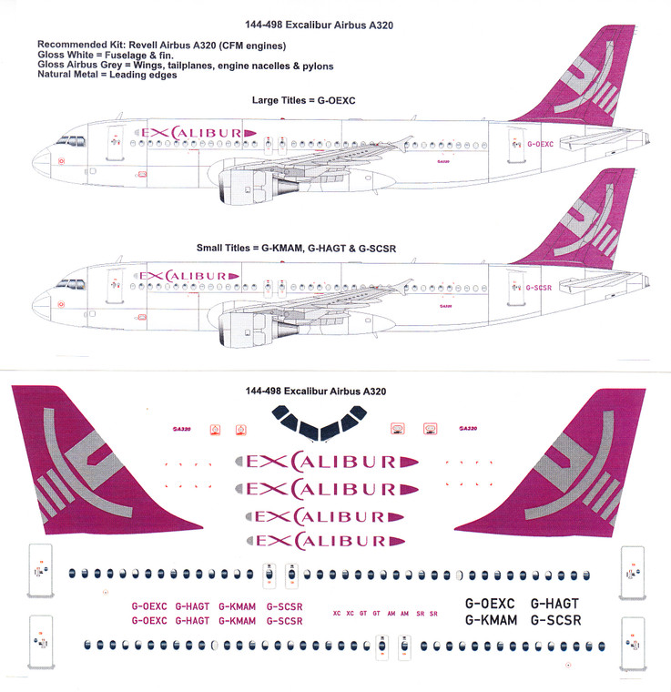 1/144 Scale Decal Excalibur A-320