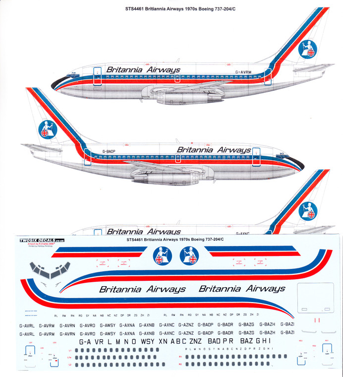 1/144 Scale Decal Britannia Airways 737-200