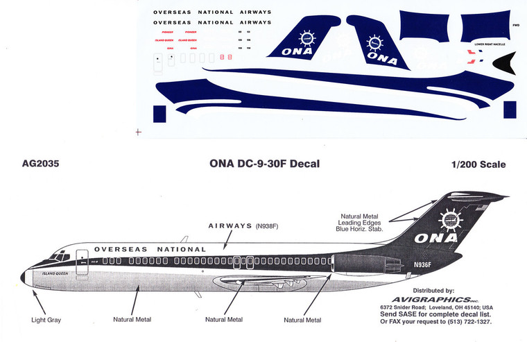 1/200 Scale Decal ONA DC9-30