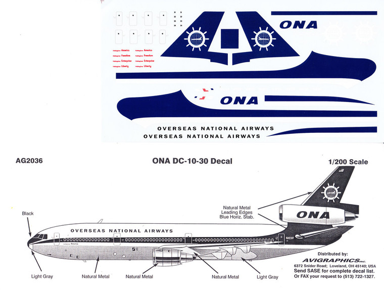 1/200 Scale Decal ONA DC10-30