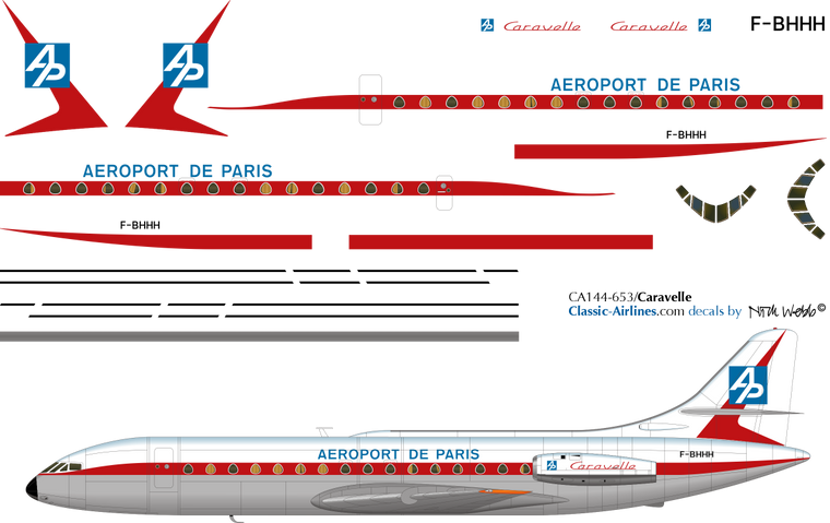 1/144 Scale Decal Aeroport De Paris Caravelle