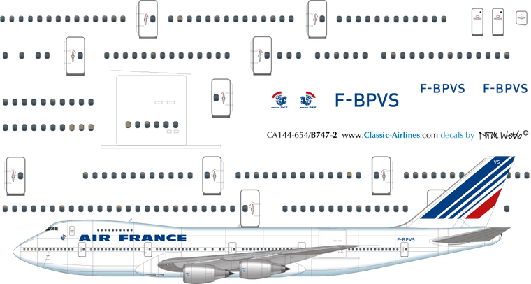 1/144 Scale Decal Air France 747-200