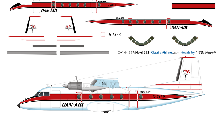 1/144 Scale Decal Dan-Air Nord 262