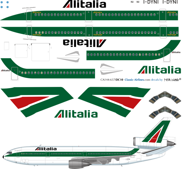 1/144 Scale Decal Alitalia DC10-30