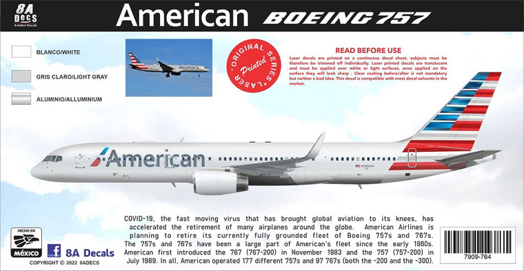 1/144 Scale Decal American Airlines 757-200