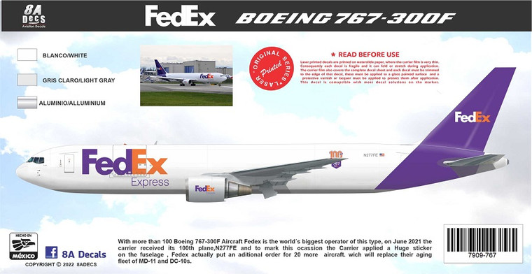 1/144 Scale Decal FedEx 767-300ER