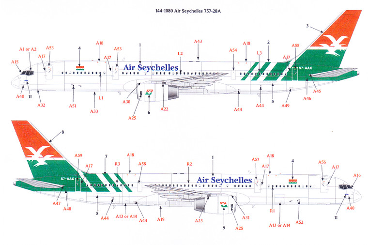 1/144 Scale Decal Air Seychelles 757-200