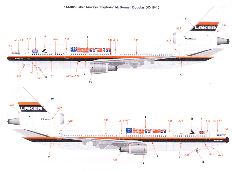 1/144 Scale Decal Laker Airways DC10-10 Skytrain