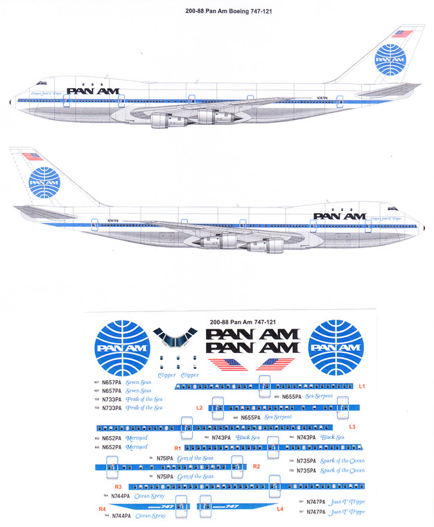 1/200 Scale Decal Pan Am 747-121