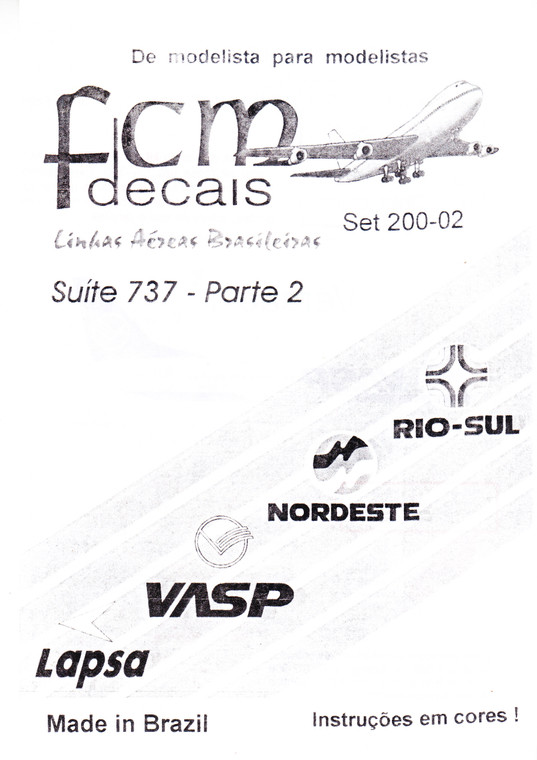 1/200 Scale Decal VASP 737-300 / Nordeste / Rio-Sul 737-500 / Lapsa 737-200