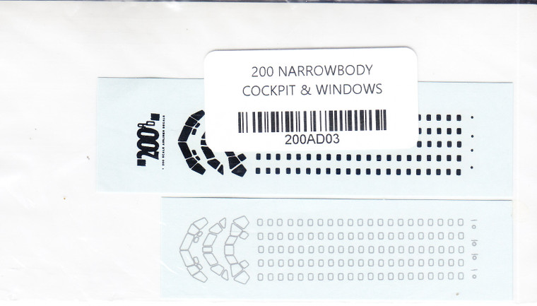 1/200 Scale Decal Cockpits Windows Frames Narrow Bodies