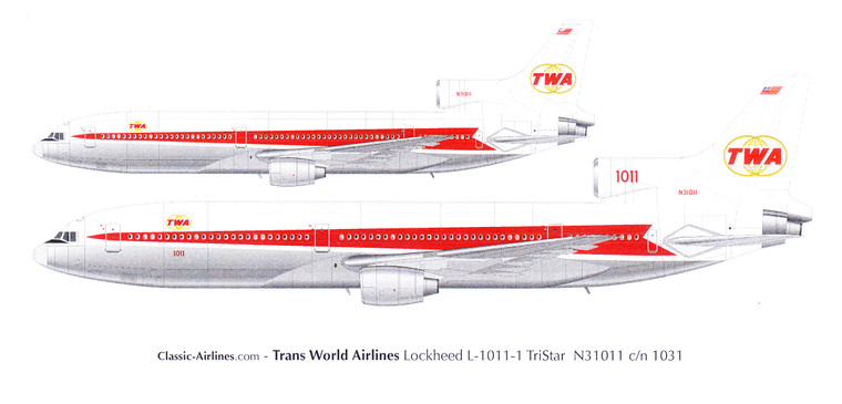 1/100 Scale Decal TWA L-1011 Twin Globe