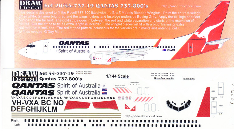 1/144 Scale Decal Qantas 737-800