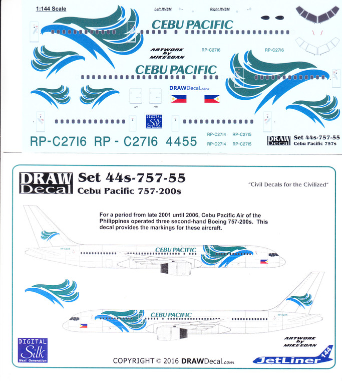 1/144 Scale Decal Cebu Pacific 757-200s