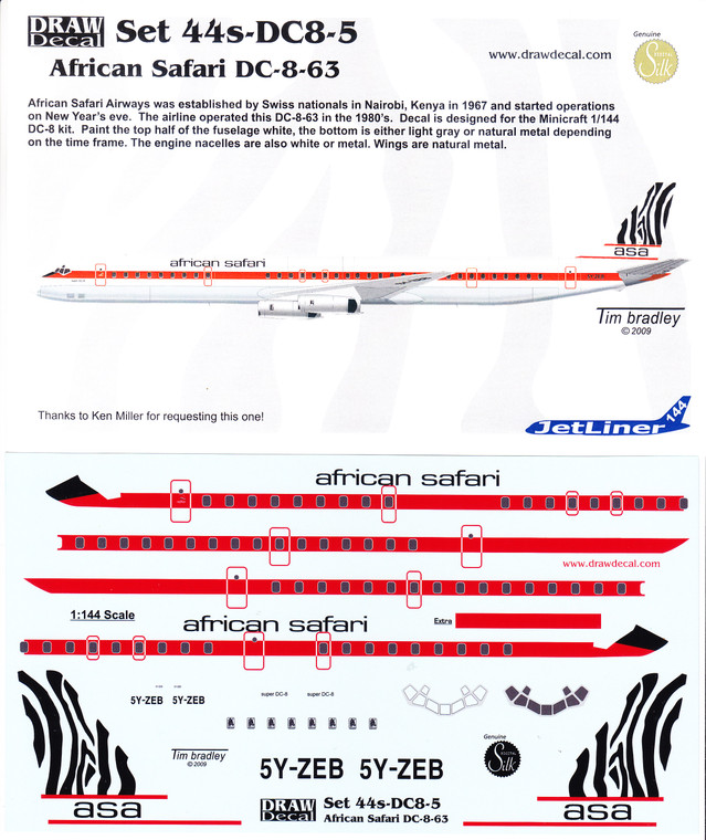 1/144 Scale Decal African Safari DC8-63