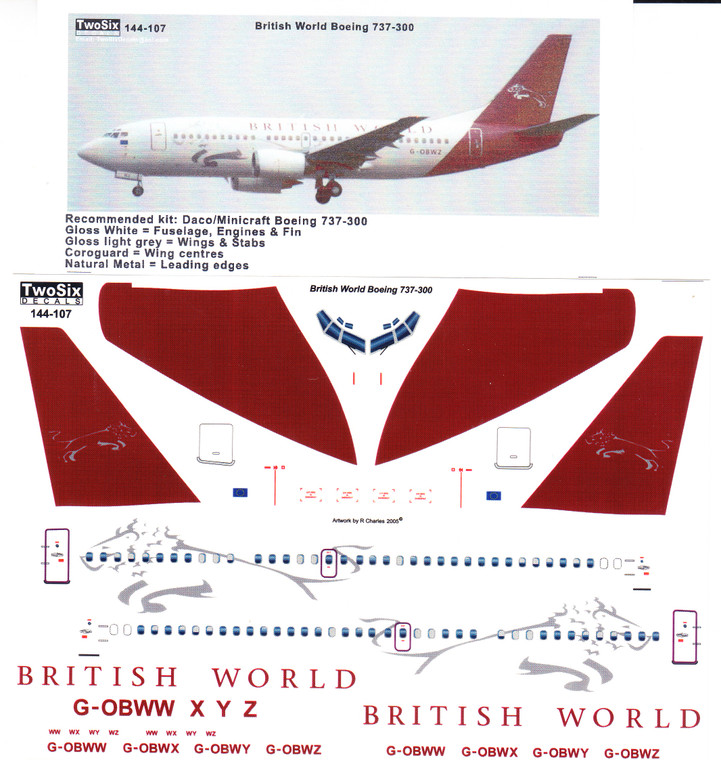 1/144 Scale Decal British World 737-300