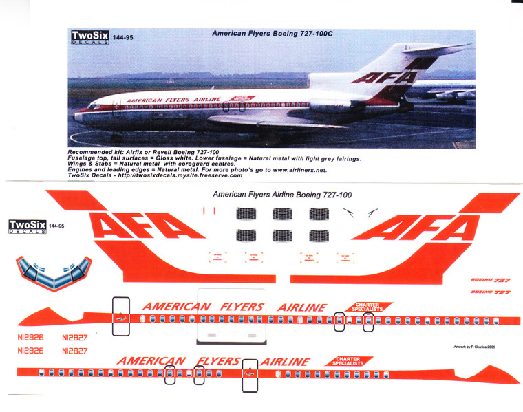 1/144 Scale Decal American Flyers Airline 727-100C