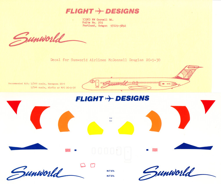 1/144 Scale Decal SunWorld DC9-30