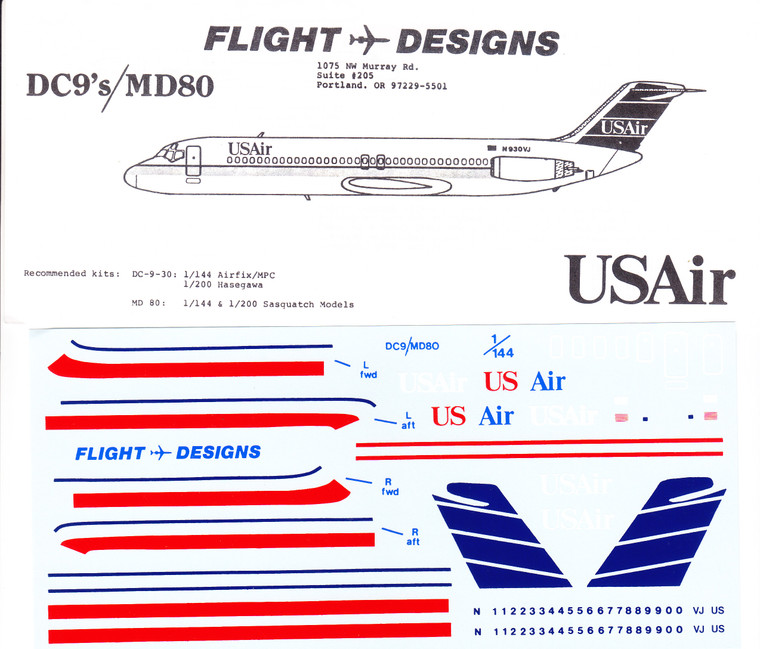 1/144 Scale Decal USAir DC9-30