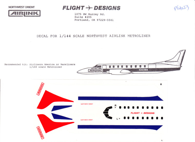1/144 Scale Decal Northwest Airlink Metroliner