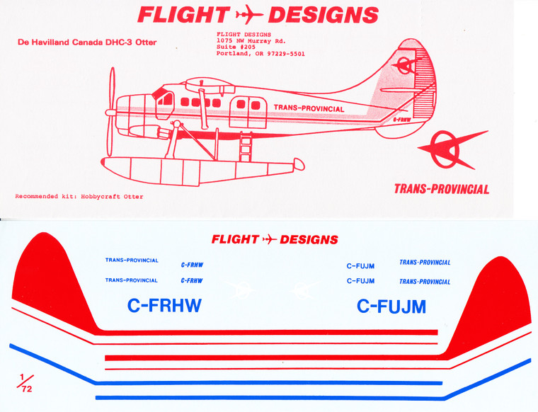 1/72 Scale Decal Trans Provincial DHC-3 Otter