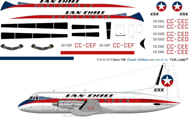 1/144 Scale Decal Lan Chile HS 748