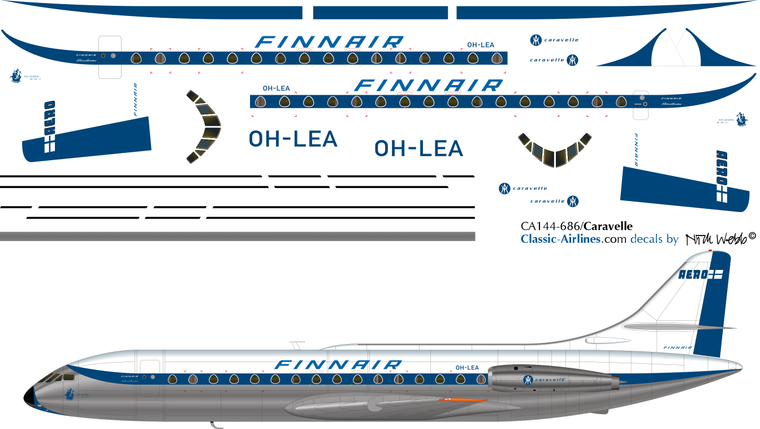 1/144 Scale Decal Finnair Caravelle